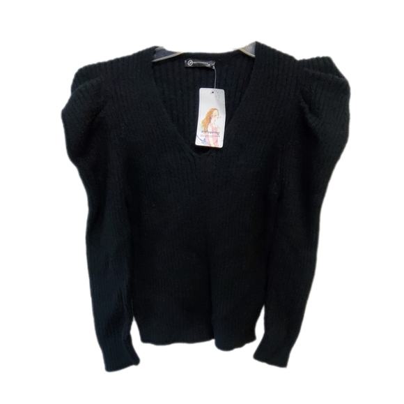 Women's Embellished Puff Sleeve Sweater - Picture 3 of 16